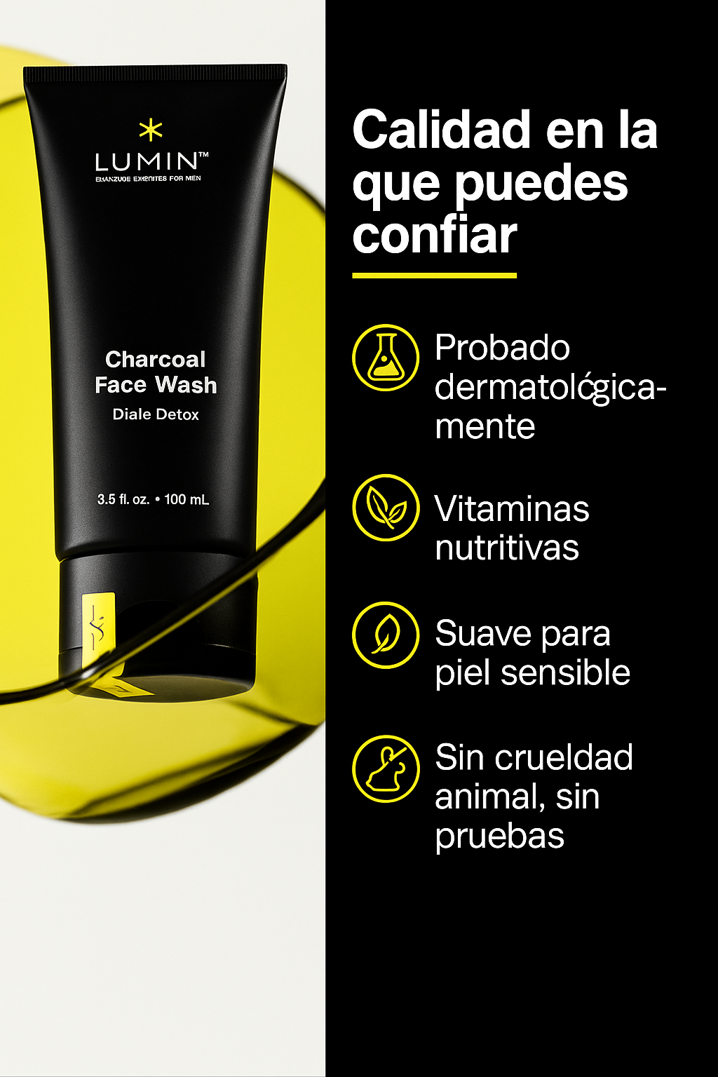 Limpiador Facial de Carbón Activado para Hombres - Lumin