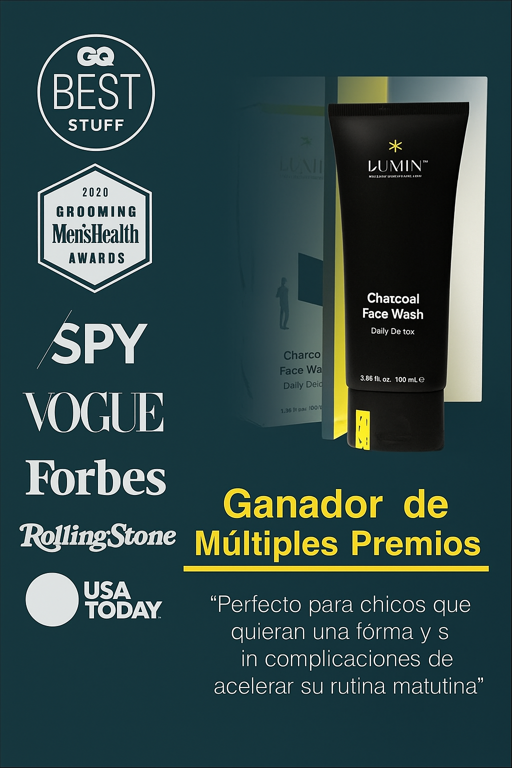 Limpiador Facial de Carbón Activado para Hombres - Lumin